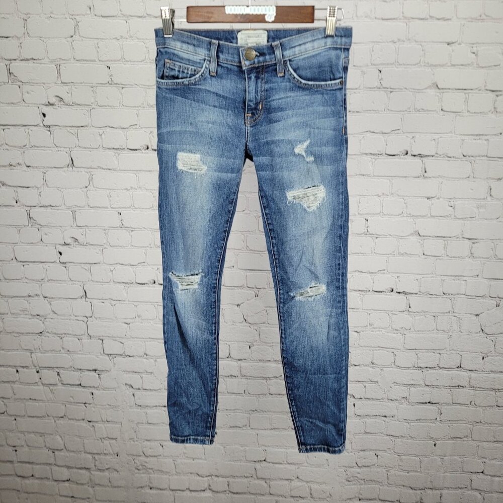 Current Elliot Blue The Stiletto Benett Destroy Skinny Jeans USA 25 (26x27)